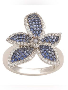 Suzy Levian Sapphire Floral Ring
